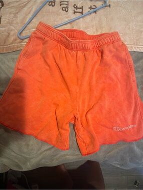 Champion Bright Orange Terry Shorts with Embroidered Logo